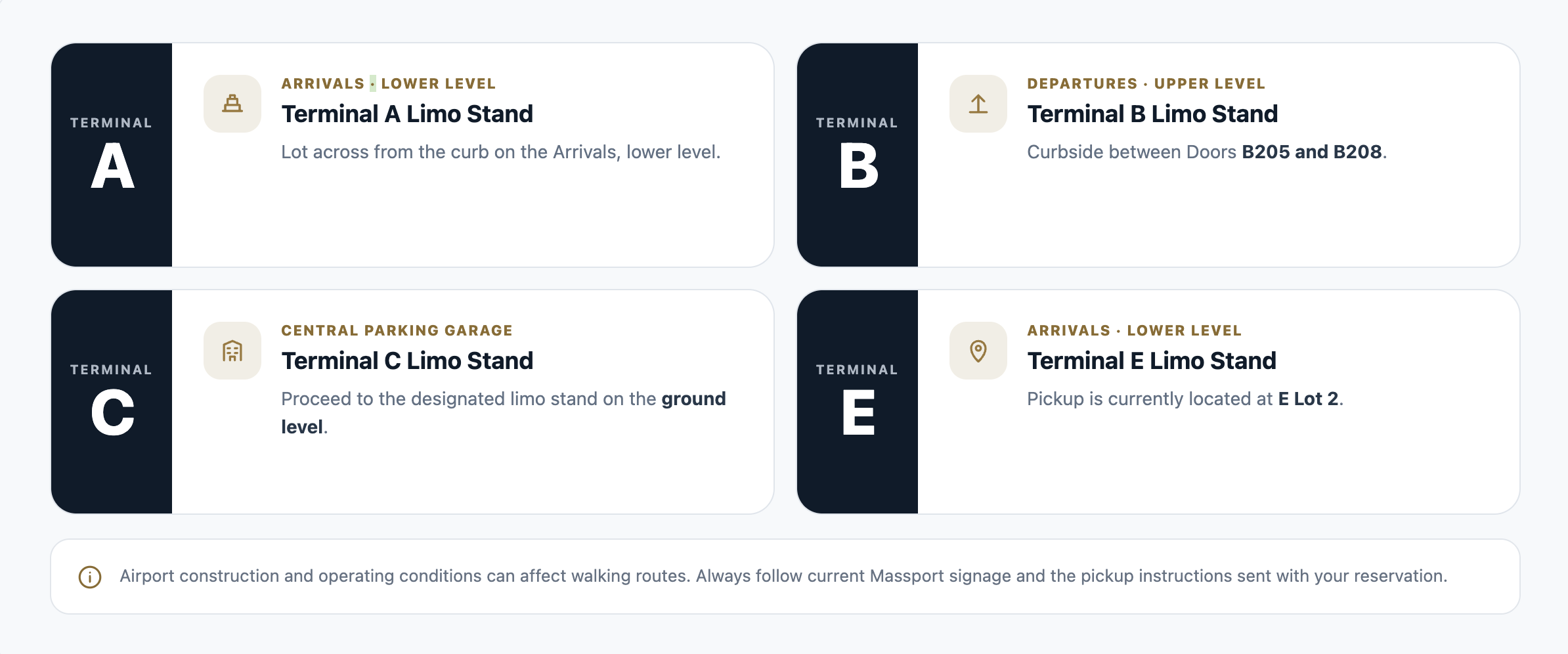 Logan Airport Limo Pickup Locations
